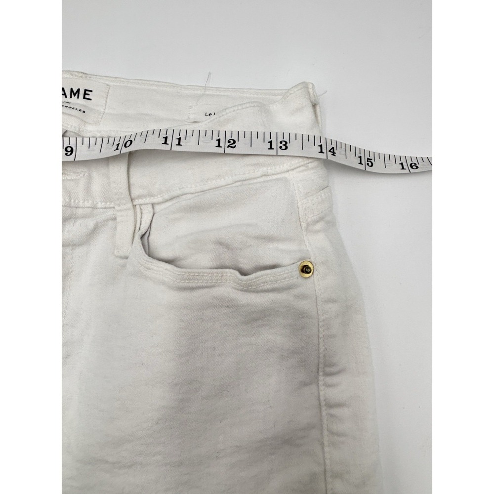 FRAME Le High Skinny Jeans White Raw Hem Step Hem Ankle Size 26 27 Inseam - Picture 8 of 8